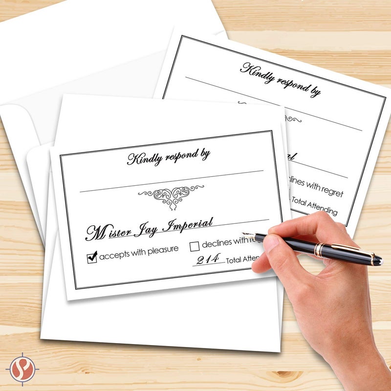 S Superfine Printing RSVP Wedding Return Cards size 4 x 6 With A6 Envelopes - 50 Per Pack - Image 4